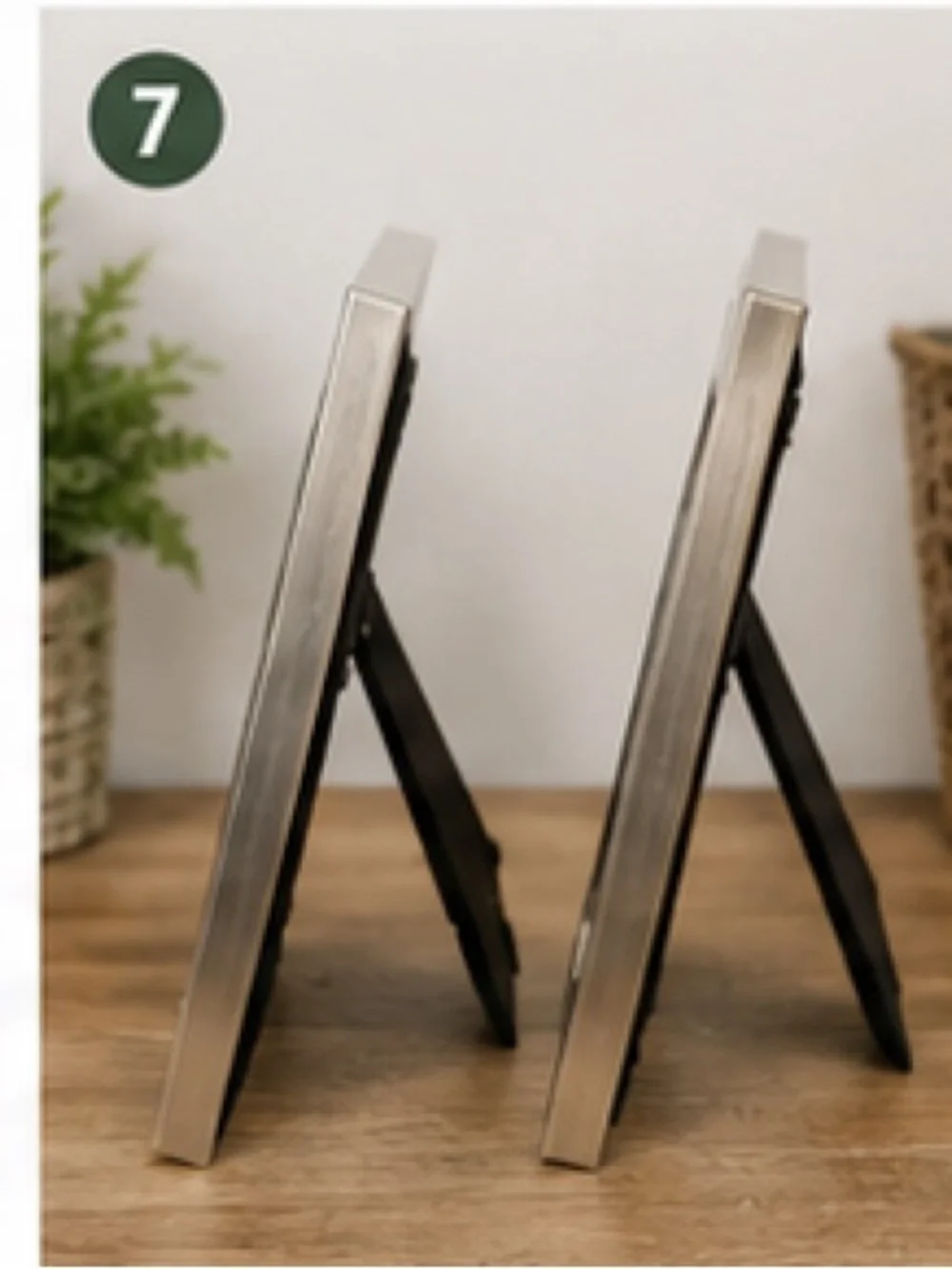Set of 2 ELYSÉES Brushed Silver Metal 4x6 Picture Frames Decorative Scroll NIP